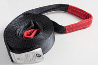 Tow Strap Black 20ft Snow Rescue 3x20 3" 20000 lbs 9Ton w 2x 7/8 Bow Shackles