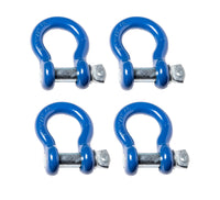 4x 1" D Ring Blue Bow Shackle Screw Pin Zinc Clevis Rigging Towing WLL 8.5Ton