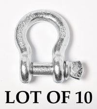 10 Pack 5/8" Galvanized Bow Shackle D-Ring w 3/4" Clevis Screw Pin WLL 7000 lbs