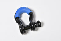 Two 3/4" Black Bow Shackles 10500LB w Blue Plastic noise vibration Protector
