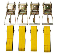 12pc 4-set Lasso Wheel Tow Tie Down Axle Strap Ratchet J Finger Hook Tire Towing