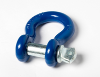 4x 7/8" Bow Shackle D-Ring BLUE w Zinc Plated Clevis Screw Pin 14000 lbs