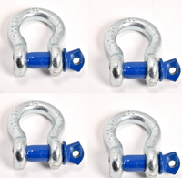 4x 1/2" Bow Shackle Galv Blue w Clevis Screw Pin Anchor 2 TON 4400 lbs capacity