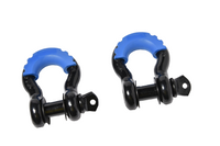 Two 3/4" Black Bow Shackles 10500LB w Blue Plastic noise vibration Protector