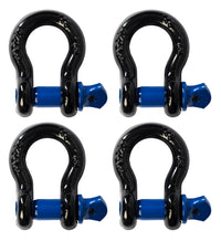 4x 1/2" Black Bow Shackle w Blue Clevis Screw Pin Anchor 2 TON 4400 lbs capacity