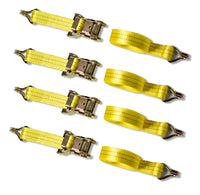 4x Yellow Ratchet Strap J Hook 1.5"x15' 4000lb Heavy Duty Tie Down Cargo ATV UTV