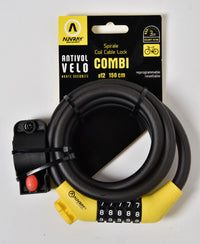 Combination Lock Coiled Cable Bicycle Motorcycle Scooter Made in France bracket