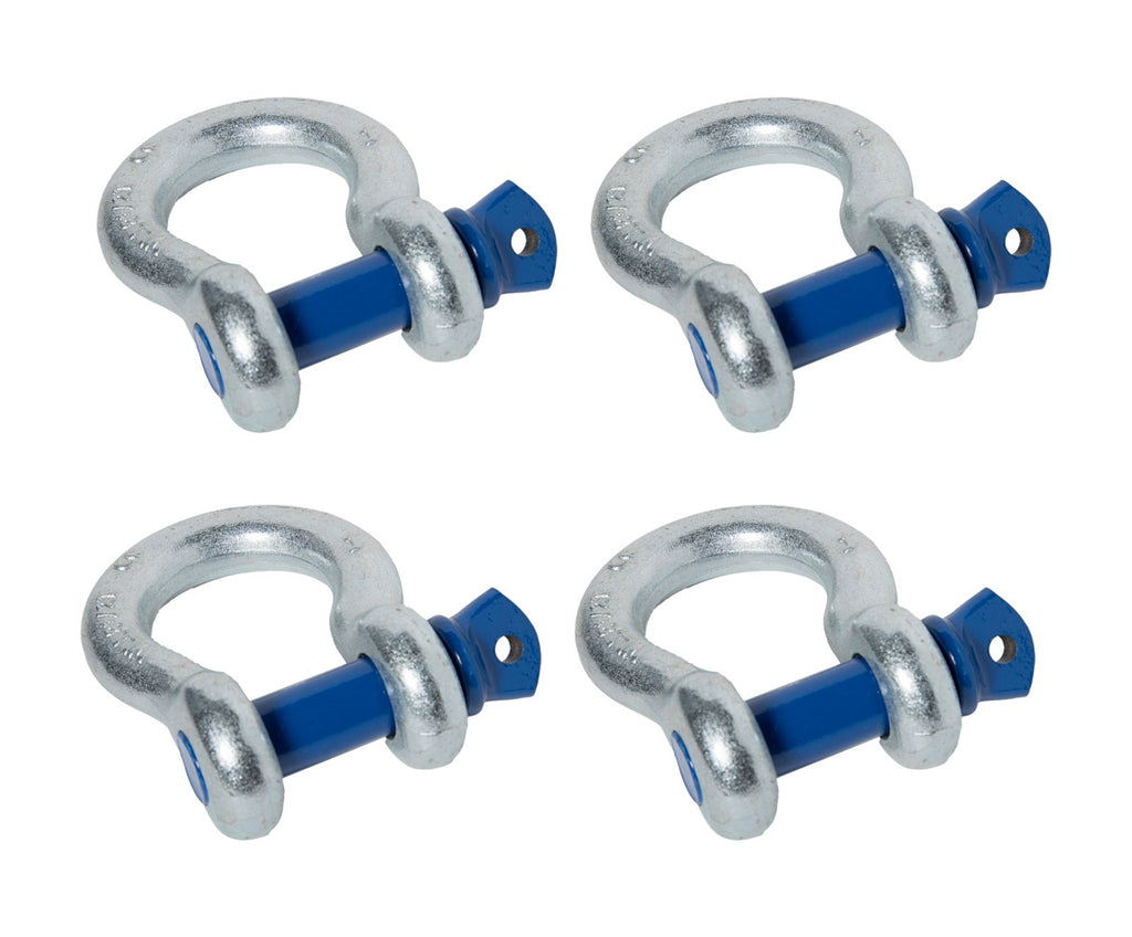 4x 1" D Ring Galv Bow Shackle Screw Pin Blue Clevis Rigging Towing WLL 8.5Ton