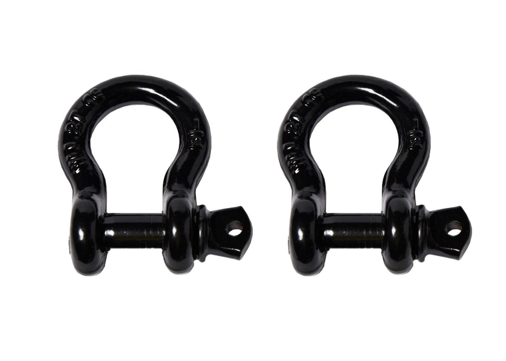 2x 1/2" Bow Shackle Black w Clevis Screw Pin Anchor 2 TON 4400 lbs capacity