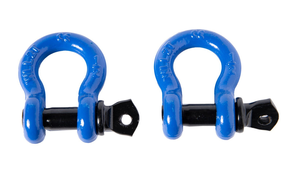 2x 1/2" Bow Shackle Blue w Clevis Screw Black Pin Anchor 2 TON 4400 lbs capacity