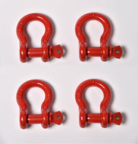 4x 1/2" Bow Shackle Red w Clevis Screw Pin Anchor 2 TON 4400 lbs capacity