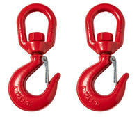x4 Red Swivel Eye Hook 3 Ton Hoist Lifting Rigging G70 w Latch 5/8" Steel Crane