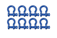 8 Pack 5/8" Blue Bow Shackle Tow D-Ring w 3/4" Clevis Screw Pin WLL 7000 lbs