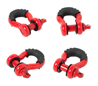 Four 3/4" RED DRing Bow Shackle 10500 lbs Pin & BLACK no noise vibration Reducer