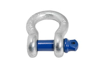 Two 3/4" Galvanized Bow Shackles 10500LB Blue pin w noise vibration Protector