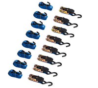 8 pack Ratchet Tie-Down Straps 1"x15' Blue f Motorcycle Kayak 1x15 1500lbs 680Kg