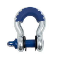 Two 3/4" Galvanized Bow Shackles 10500LB Blue pin w noise vibration Protector