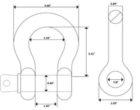 Open Box 4x 7/8" Bow Shackle Rigging BLUE  Zinc Plated Clevis Screw Pin 14000lbs