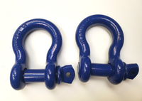 2x Bow Shackle Blue 7/8" D-Ring 6.5 Ton w 1" Clevis Screw Pin 14000 lbs Hummer