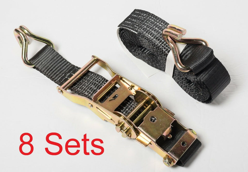 8x Ratchet Strap J Hook 15' Tie Down Cargo 4000lb 1.5" Heavy Duty ATV UTV 1.5x15