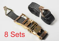 8x Ratchet Strap J Hook 15' Tie Down Cargo 4000lb 1.5" Heavy Duty ATV UTV 1.5x15