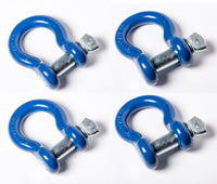 4x 1" D Ring Blue Bow Shackle Screw Pin Zinc Clevis Rigging Towing WLL 8.5Ton