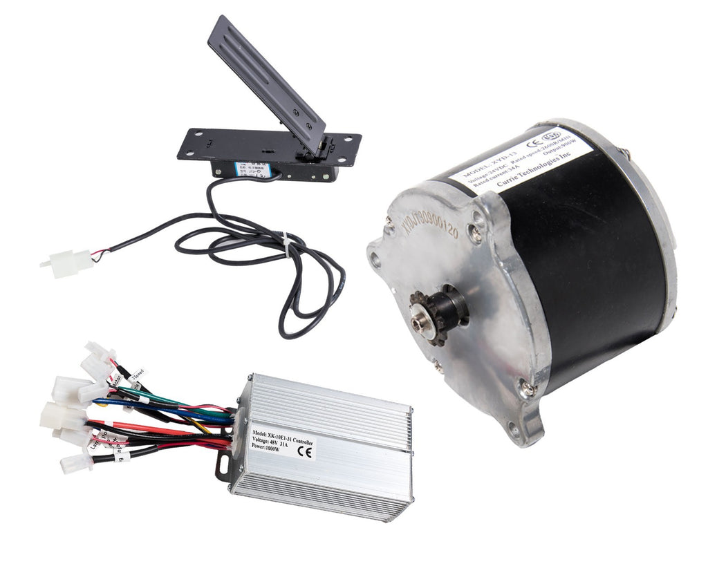 Electric Kart Motor Overvolt Kit Currie 48V 900W w Controller and Foot Pedal