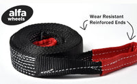 Tow Strap 20ft Snow Rescue 3x20 3" 20000 lbs 9Ton w 2x 7/8 Bow Shackles