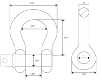 4x 1" D Ring Galv Bow Shackle Screw Pin Blue Clevis Rigging Towing WLL 8.5Ton