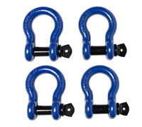 Four OPEN BOX BLUE D-Ring 7/8" Bow Shackle w Black pin 14000 LB Capacity Jeep CJ