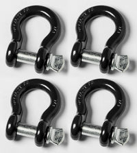 4x 7/8" Bow Shackle D-Ring Black w Zinc Plated 1" Clevis Screw Pin 14000 lbs