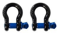 2x 1/2" Black Bow Shackle w Blue Clevis Screw Pin Anchor 2 TON 4400 lbs capacity
