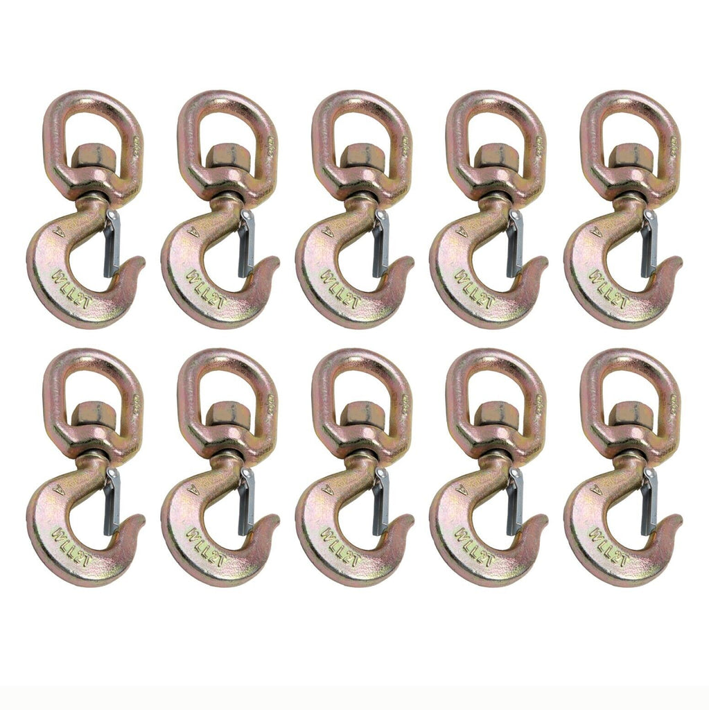 10 Pack Swivel Eye Hook G70 w Latch 5/8" Alloy Steel 3Ton Hoist Lifting Rigging
