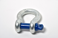 Two 3/4" Galvanized Bow Shackles 10500LB Blue pin w noise vibration Protector