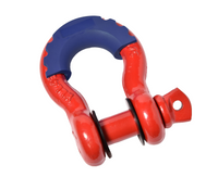 Two 3/4" Red D-Ring Bow Shackle 10500LB w Blue Plastic noise vibration Protector