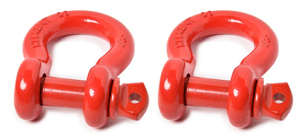 2 (Two) Premium RED D-Ring 3/4" Bow Shackle Screw Pin 10500 LB Capacity Jeep CJ