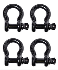 4 Pack 5/8" Black Bow Shackle D-Ring w 3/4" Clevis Screw Pin WLL 7000 lbs