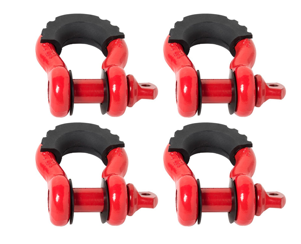 Four 3/4" RED DRing Bow Shackle 10500 lbs Pin & BLACK no noise vibration Reducer