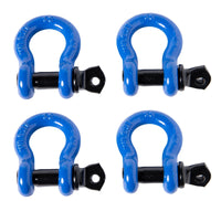 2x 1/2" Bow Shackle Blue w Clevis Screw Black Pin Anchor 2 TON 4400 lbs capacity