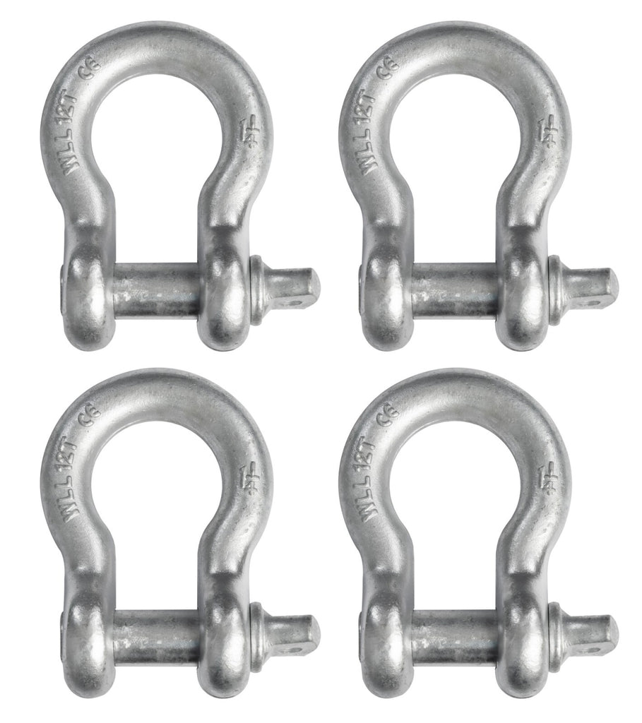 4x Bow Shackles 1 1/4" w Screw Clevis Pin Rigging Lift Crane 12Ton 26400lb WLL
