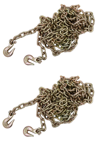 2x 20ft Transport Tow Chain 5/16" Grade G70 Tie Down Binder G7+End Hooks Rigging