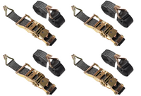 4x Black Ratchet Strap J Hook 1.5"x15' 4000lb Heavy Duty Tie Down Cargo ATV UTV