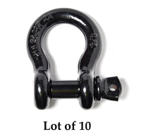 10 Pack 5/8" Black Bow Shackle Tow D-Ring w 3/4" Clevis Screw Pin WLL 7000 lbs