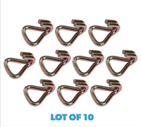 10 pcs - 2" 5T JJ Double J Wire Hook tie down strap cargo webbing rigging
