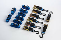 8 pack Ratchet Tie-Down Straps 1"x15' Blue f Motorcycle Kayak 1x15 1500lbs 680Kg