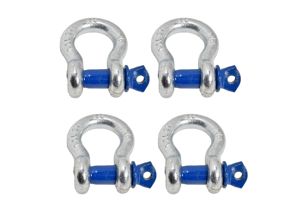 4x 1/2" Bow Shackle Galv Blue w Clevis Screw Pin Anchor 2 TON 4400 lbs capacity
