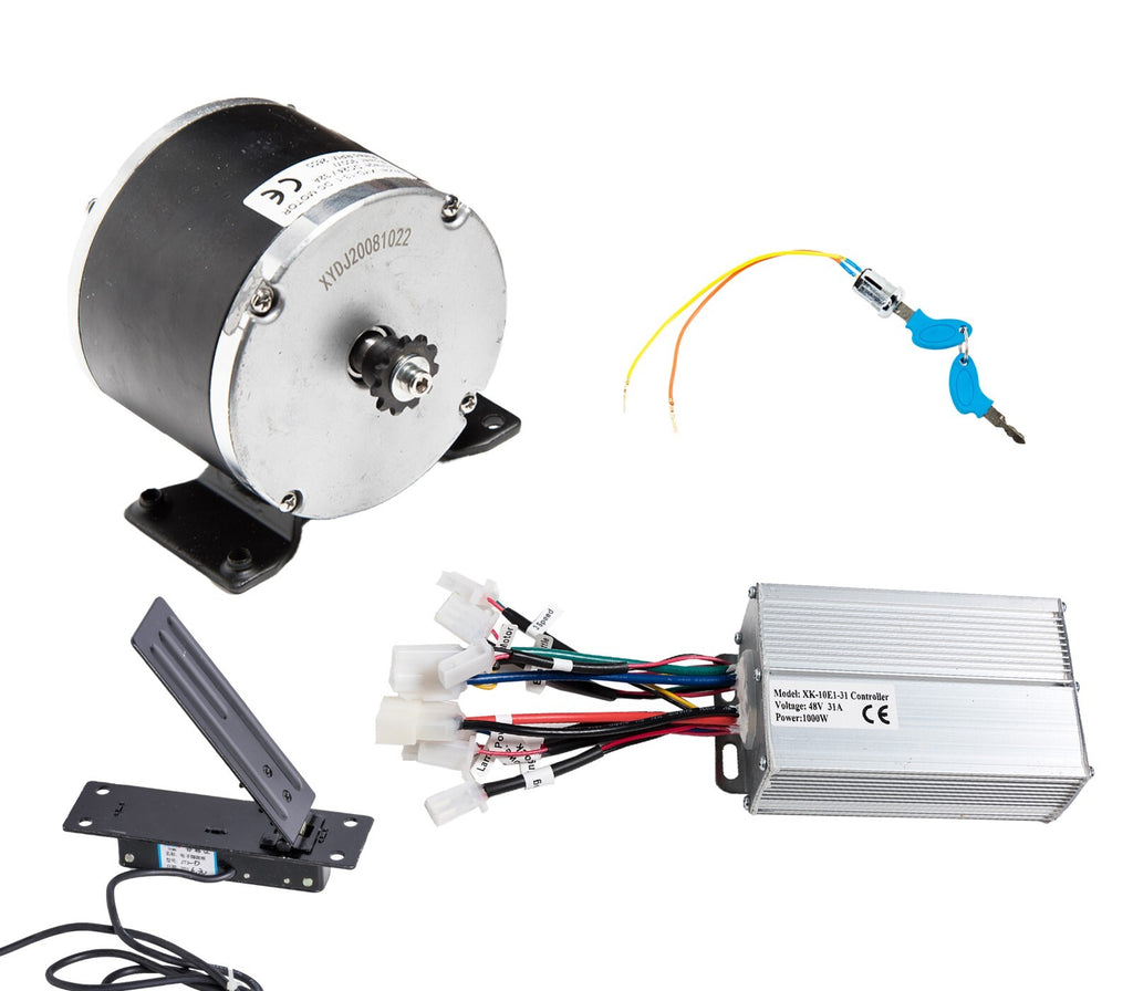 Electric Kart Motor Overvolt Kit Currie base 48V 900W w Controller Pedal & key