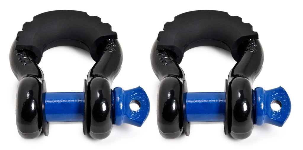 2x Black 3/4" 10500lb DRing Bow Shackle Blue Pin+no noise vibration Reducer Jeep