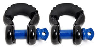 2x Black 3/4" 10500lb DRing Bow Shackle Blue Pin+no noise vibration Reducer Jeep