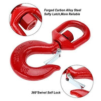 x4 Red Swivel Eye Hook 3 Ton Hoist Lifting Rigging G70 w Latch 5/8" Steel Crane